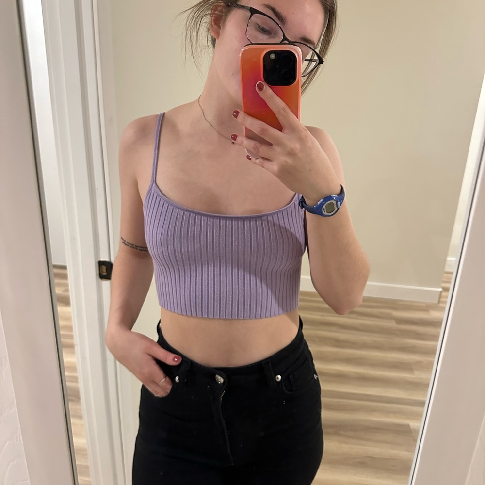 PacSun L.A. Hearts Purple Crop Ribbed Tank